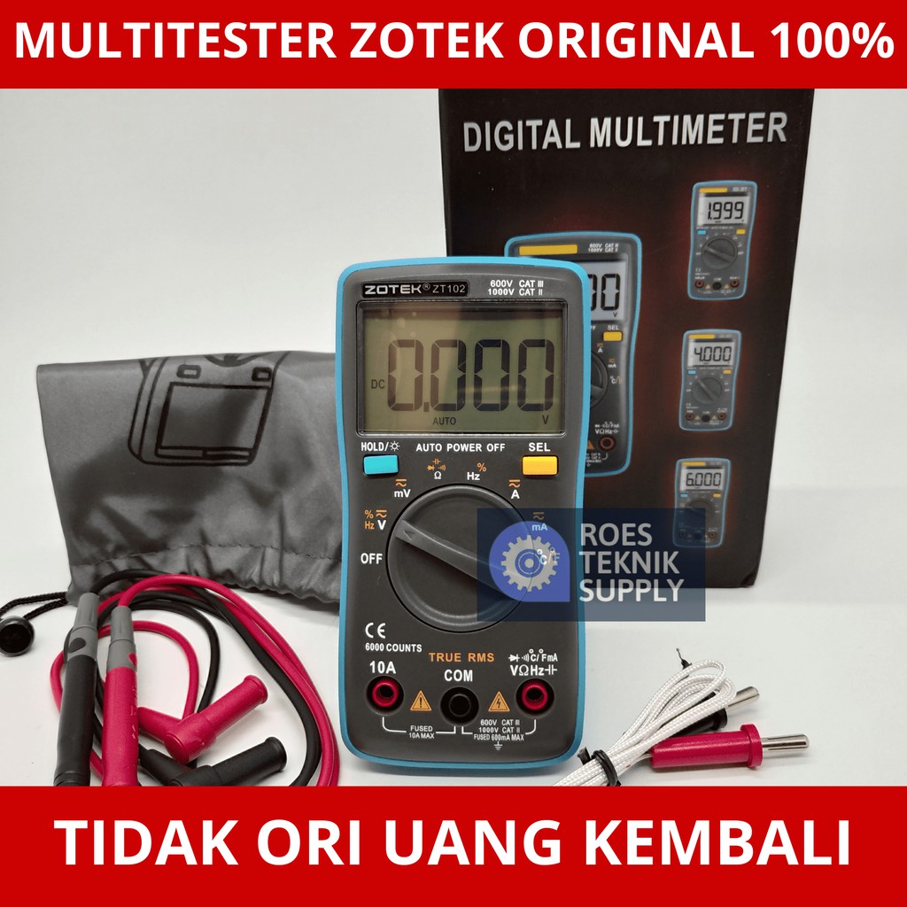 Jual Multitester Digital ZOTEK ZT102 Avometer ORIGINAL Multimeter Untuk