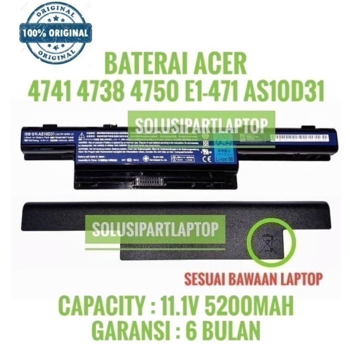 Jual Baterai ACER 4738 4739 4741 4743 4349 4743 4750 4755 4253 4741G
