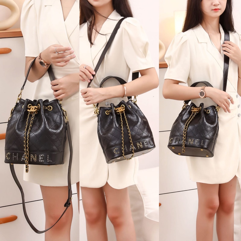 Jual CHANEL Chain Bucket Bag Glamour exclusive Serut With Box (9003