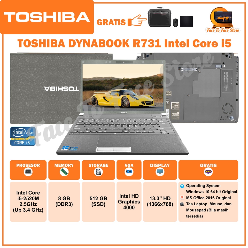 Jual Laptop Terlaris.Toshiba Dynabook R731.Intel Core i5 