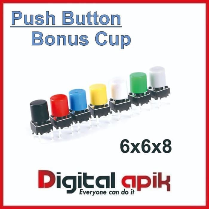 Jual Push Button Switch Tactile + Cup Cap Tutup Tombol 4 Kaki 4p 6x6x8 ...