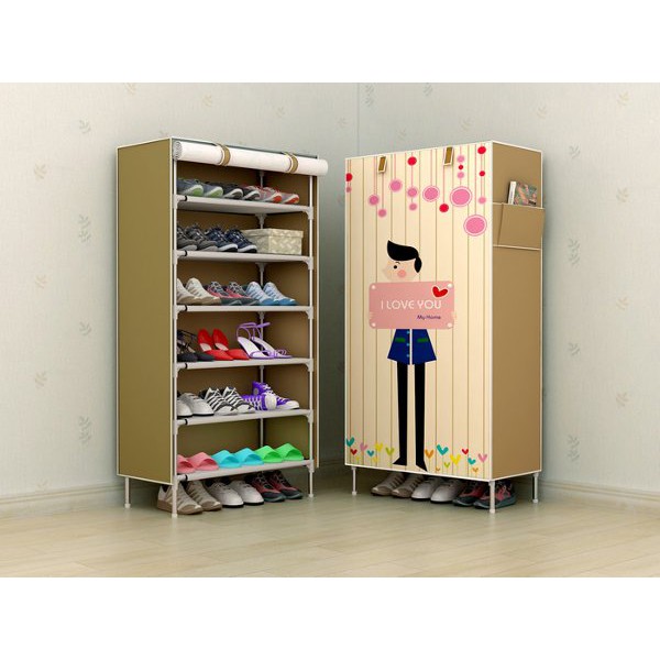 Jual Rak Sepatu Kain Lemari SEPATU Organizer Cover 6 Susun Mudah ...