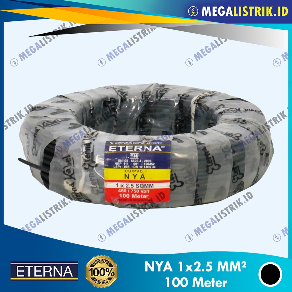 Jual ETERNA NYA 1 X 2.5 MM² ( ROL 100 METER ) / KABEL LISTRIK KAWAT 2 ...