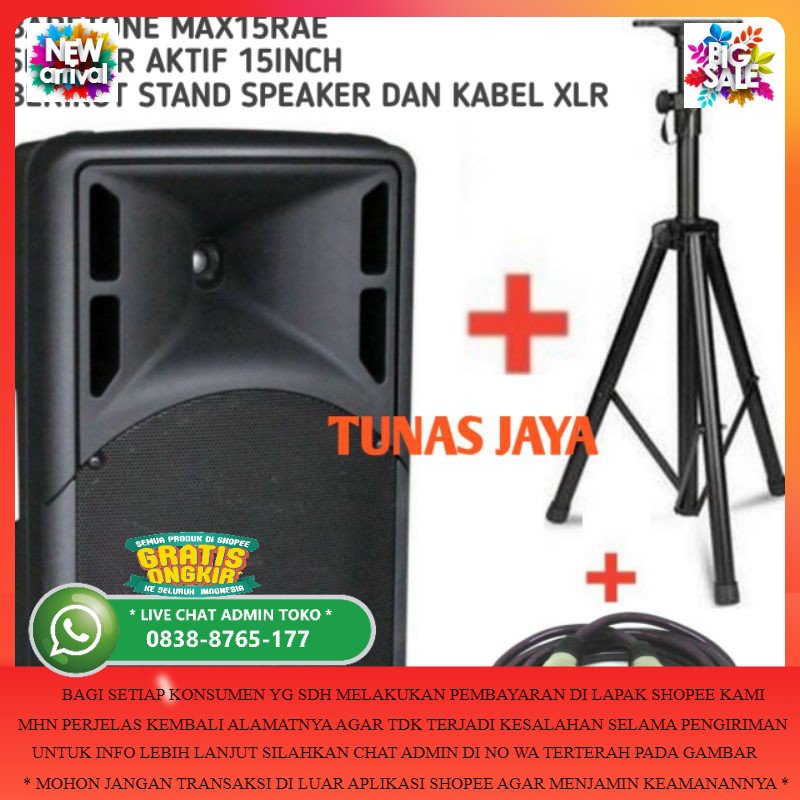 Jual Speaker Aktif Baretone Max15rae Speaker Aktif 15 Inch Dan Stand