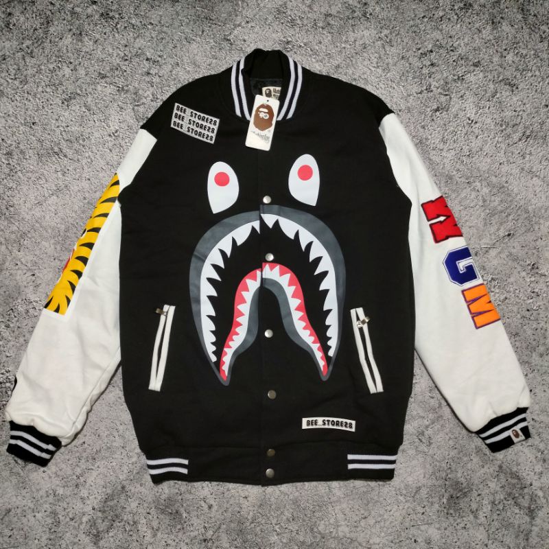 Bape shark best sale varsity jacket