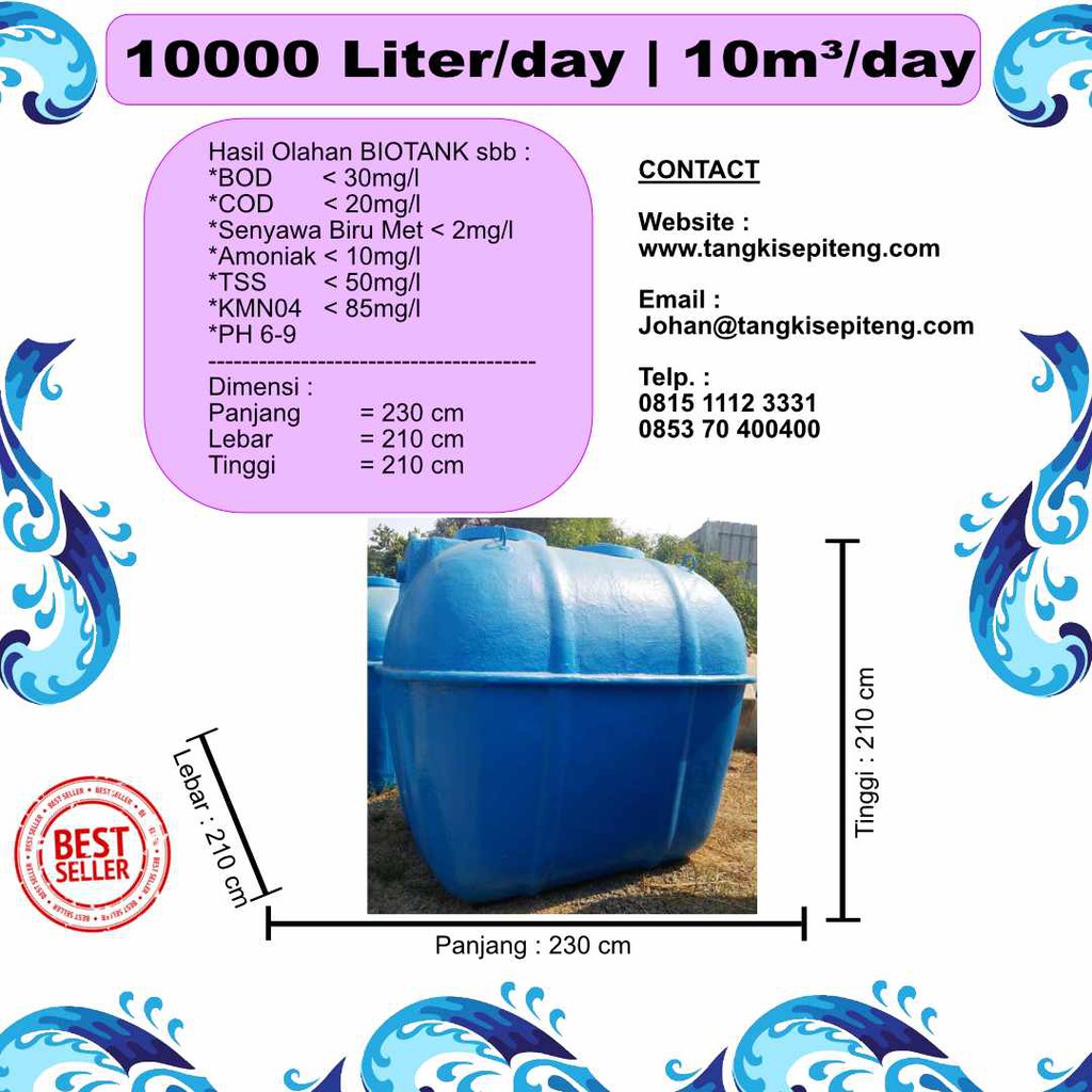Jual BIOTECH Septic Tank 10000 Liter | 10 m3 | IPAL | Shopee Indonesia