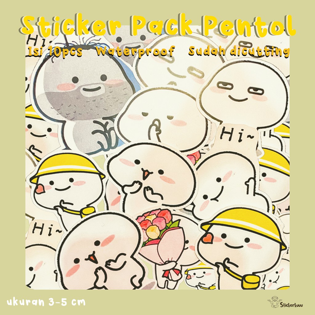 Jual [10 PCS] STICKER VYNIL - PENTOL PACK | STIKER VINIL UNTUK LAPTOP