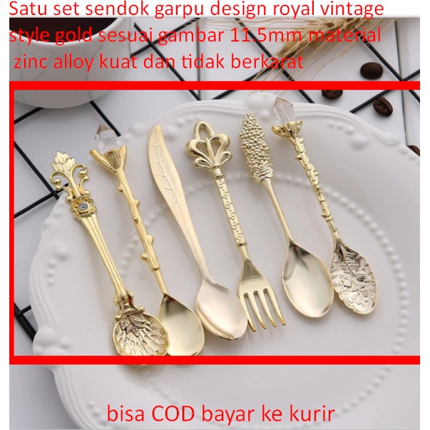 Jual Satu set sendok garpu design royal vintage style gold sesuai