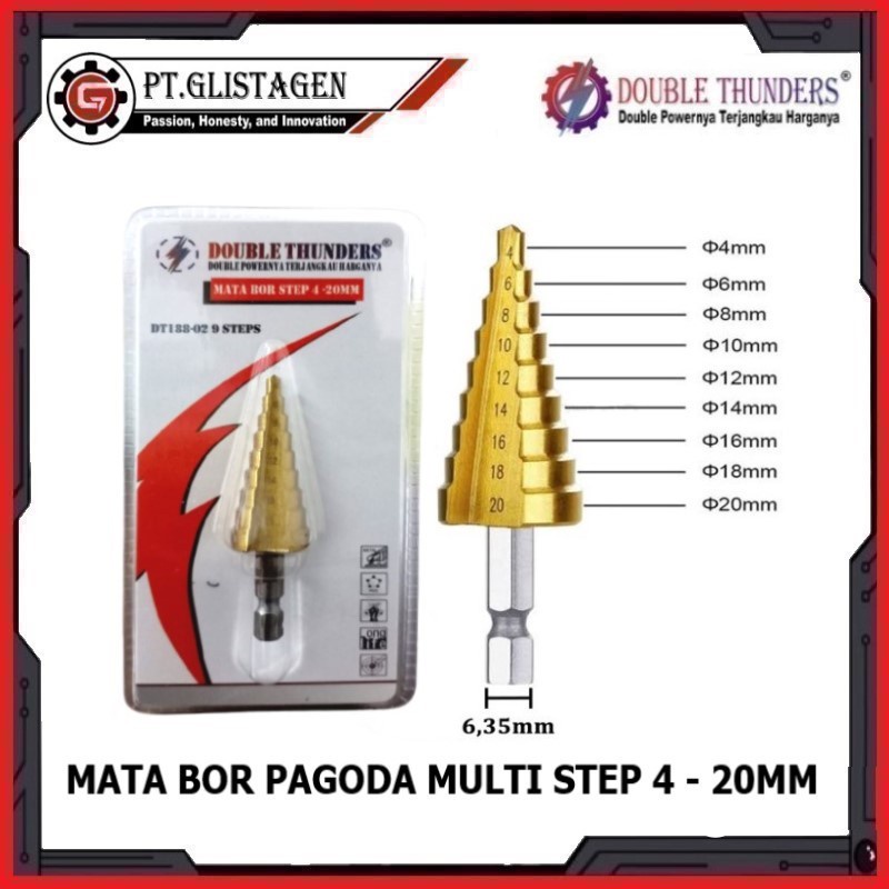 Jual Mata Bor Multi Step Pagoda Besi Drill Bits 4 - 20mm HSS Titanium ...