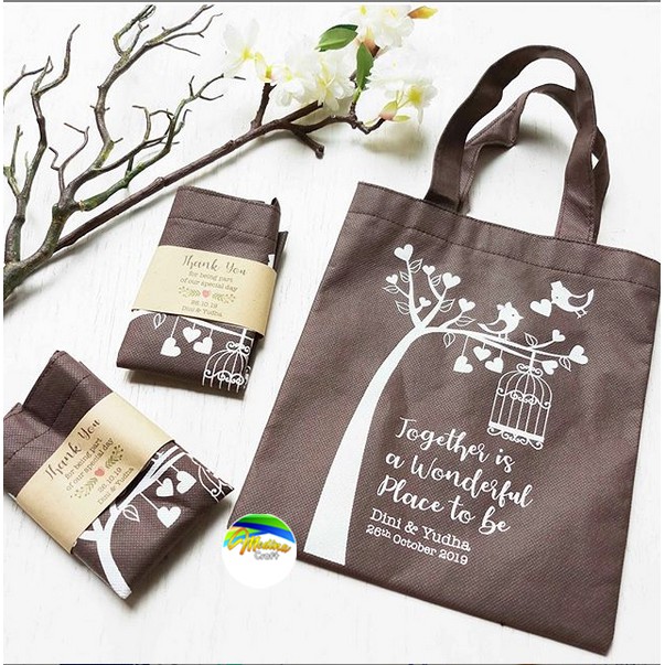 Jual Tote Bag Souvenir Pernikahan Wedding Nikah Gerabah Ultah Penganten Ulang Tahun Unik Lucu 3360