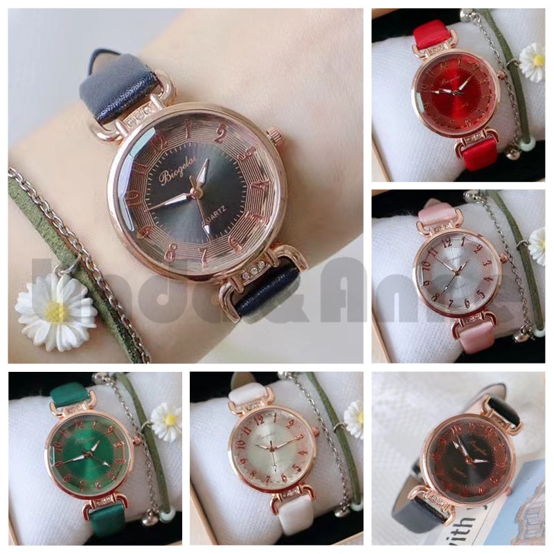 Jual [Bayar Di Tempat] Jam Tangan Wanita Analog Quartz Strap Pu Leather