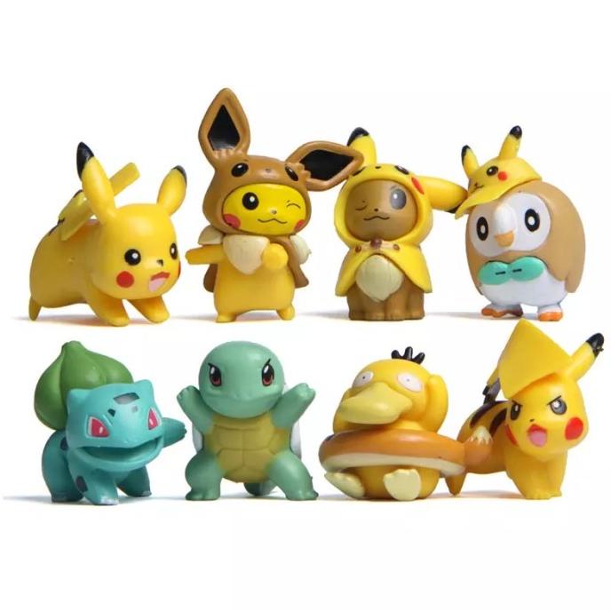 Jual Action Figure Pokemon Pikachu Set 8 Pcs Mainan Topper Cake ...