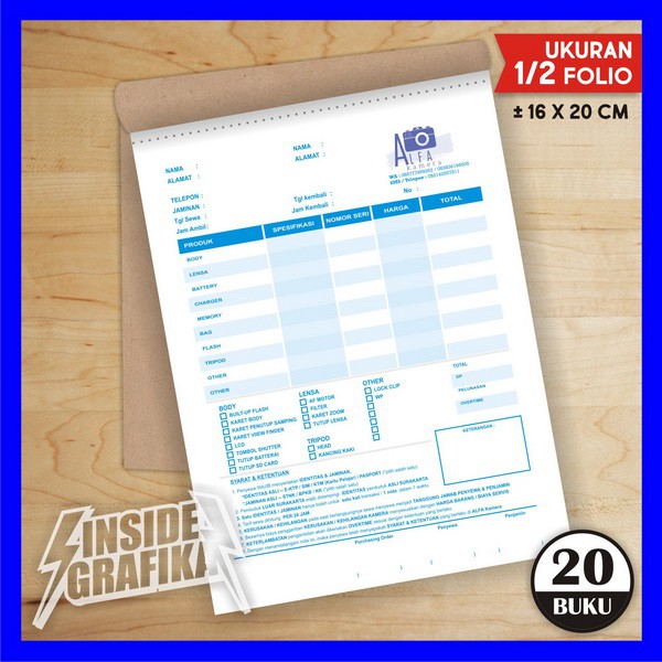 Jual Cetak Bikin Nota Rangkap 2 Ply Kwitansi Kuitansi Usaha Rental ...