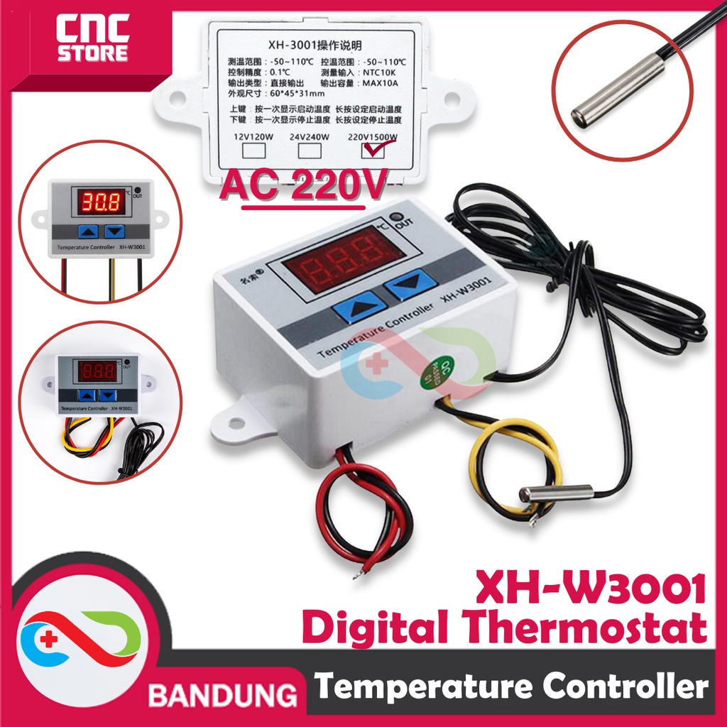 Jual XH-W3001 DIGITAL THERMOSTAT TEMPERATURE PENGATUR SUHU OTOMATIS AC ...