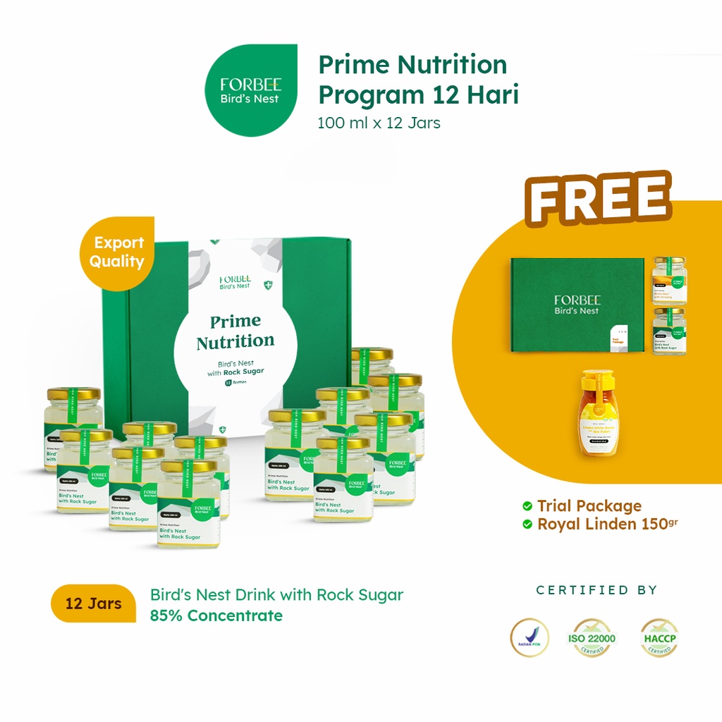 Jual Minuman Sarang Burung Walet Prime Nutrition 12 Hari Forbee Bird Nest Vitamin Daya Tahan
