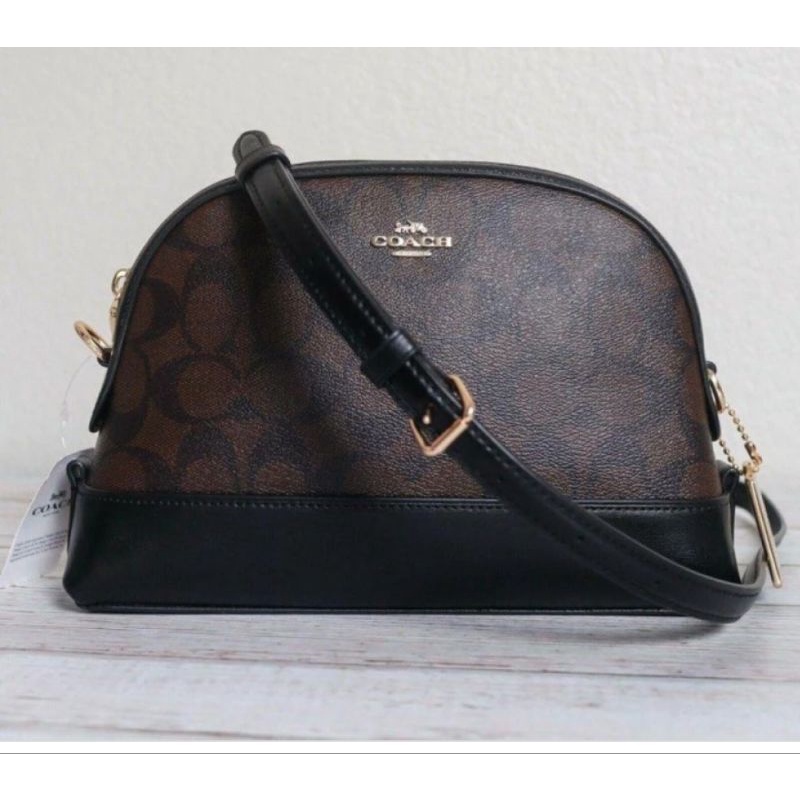 Jual Coach Dome Crossbody in Signature Canvas Brown Black Shopee
