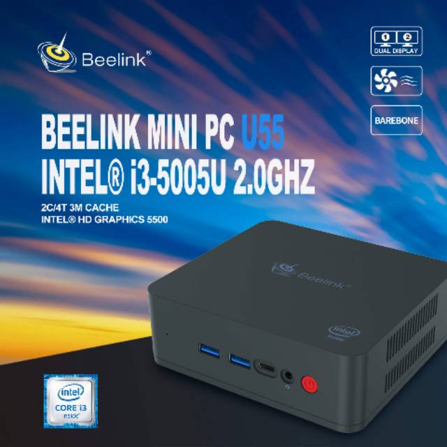 Mini PC Beelink U55 Intel Core i3 5005U 8/128GB SSD 4K WIFI DUAL HDMI Windows 10 Pro