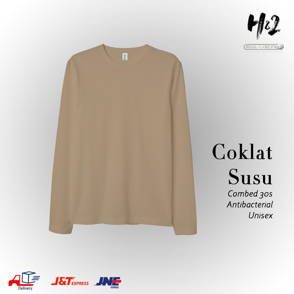 Jual Kaospoloshn2 Kaos Polos Coklat Susu Lengan Panjang | Anti Bakteri