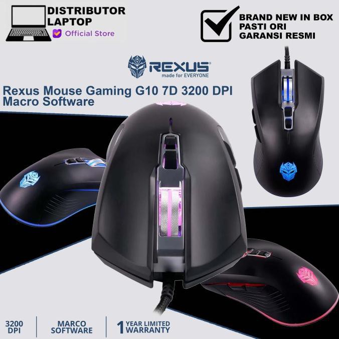 Jual Mouse Gaming Rexus Xierra G10 7D 3200 DPI Macro Software Gaming ...