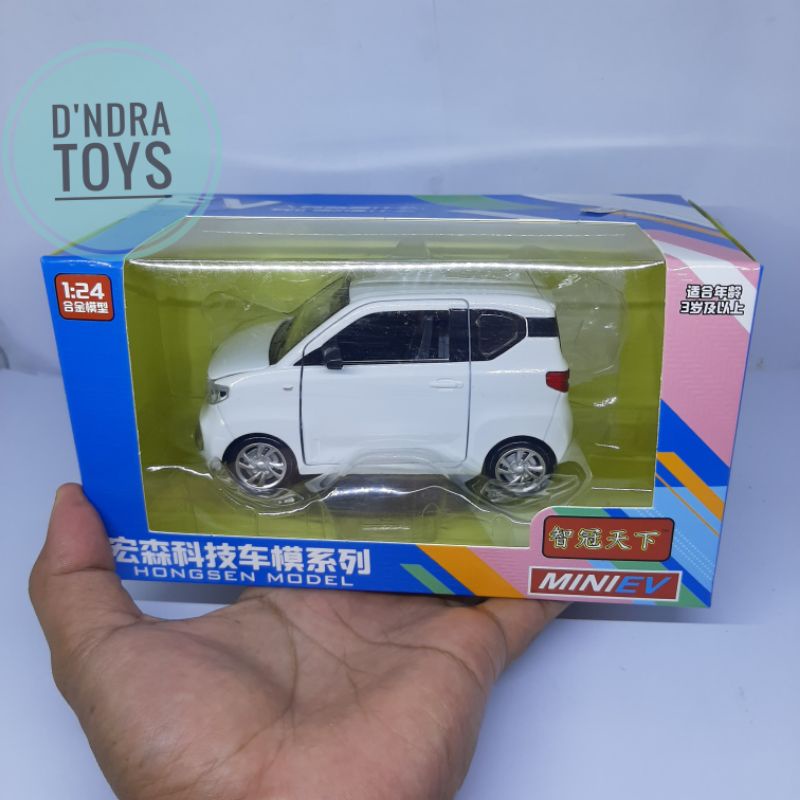 1:24 WULING ミニEVコンバーチブル 合金モデルカー ダイキャストカー 金属鋳造 サウンド＆ライト車両玩具