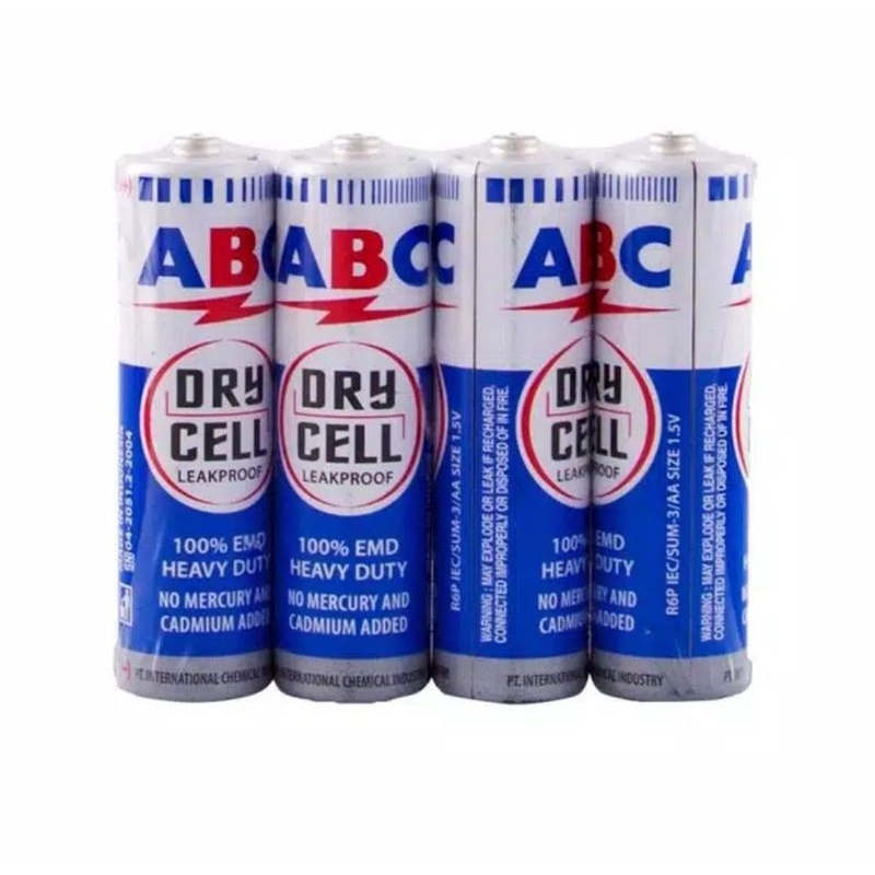 Jual Baterai ABC Kecil / Battery ABC AA Biru (isi 4 Pcs) | Shopee Indonesia