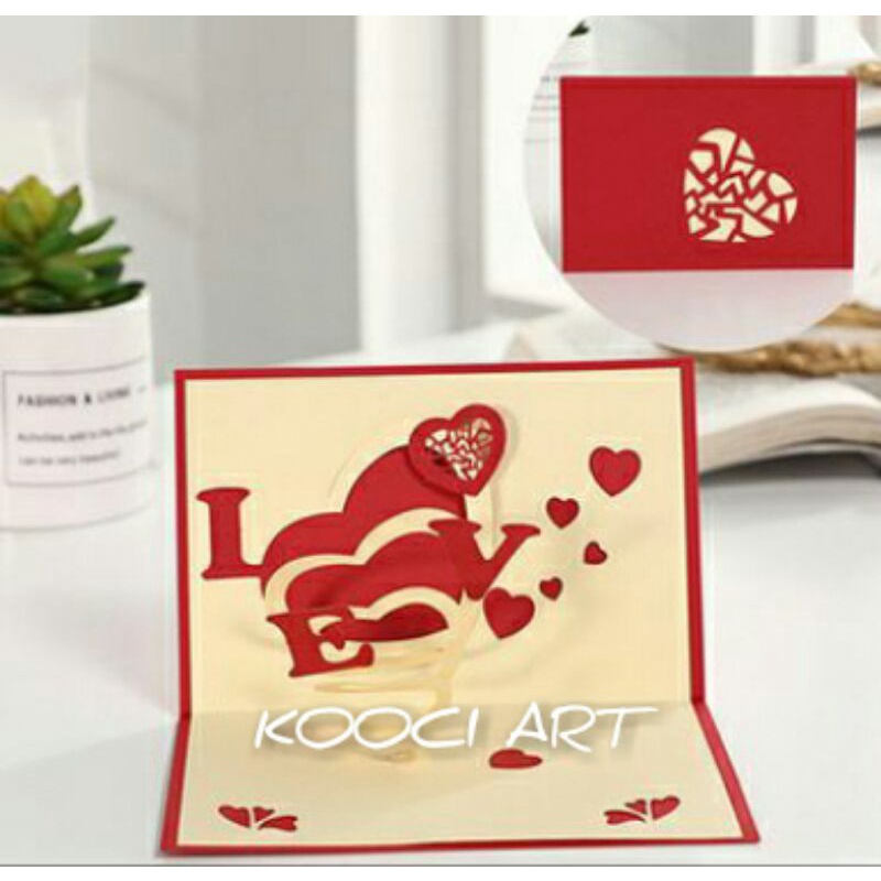 Jual Kartu ucapan 3D 4D pop up love gift card kartu ucapan cinta happy