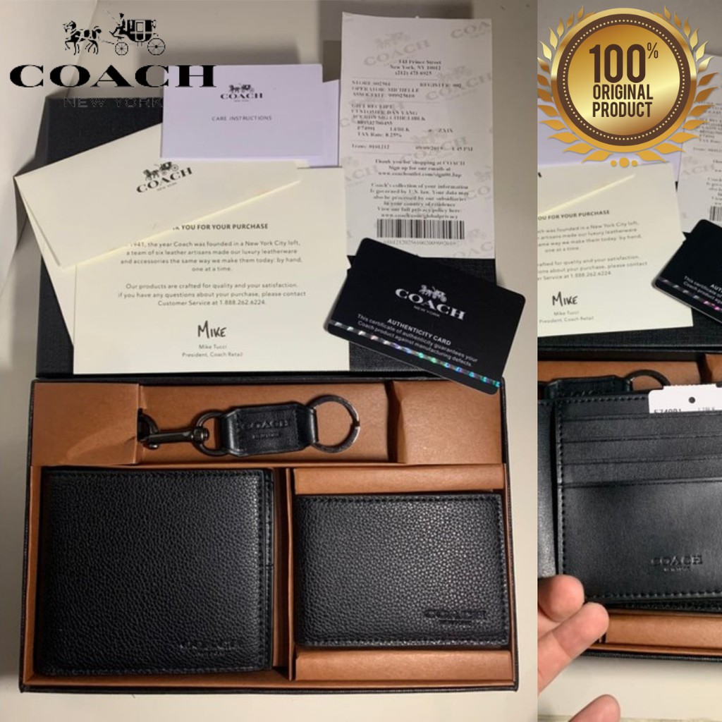 ORIGINAL COACH Wallet In Black leather Dompet Coach Pria Original Dompet Pria Branded Coach Wallet