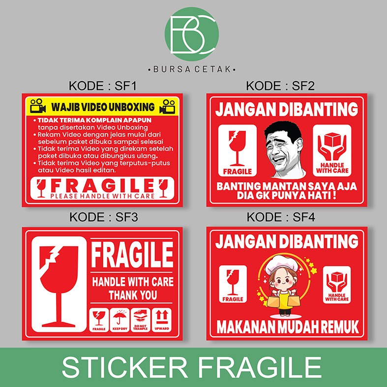 Jual Bursa Cetak Pint Sticker Fragile Murah Cetak Stiker Pecah