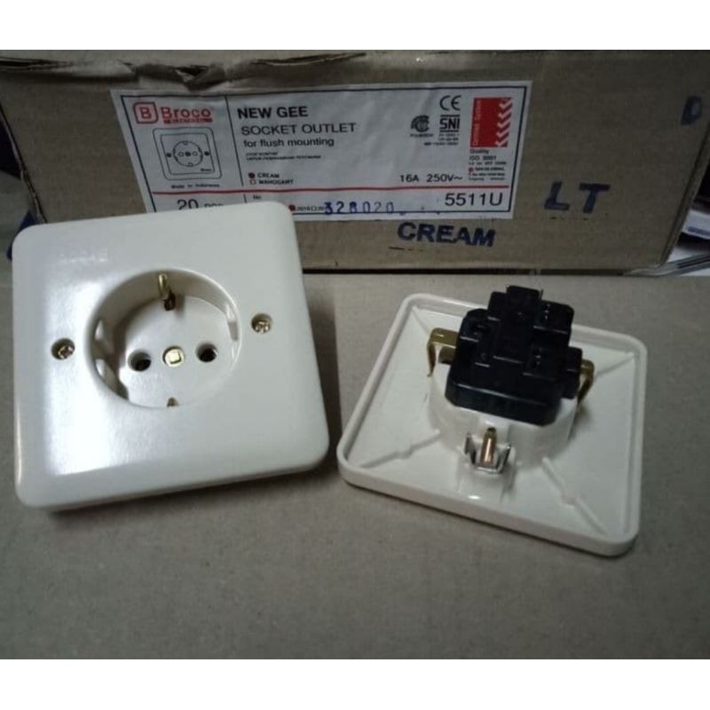 Jual Stop Kontak Broco NEW GEE Colokan IB Inbow Cream Tanam Tembok SNI ...