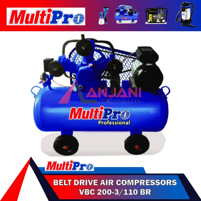 Jual MULTIPRO VBC 200-3/110 KOMPRESOR ANGIN 2 HP VAN BELT COMPRESSOR ...