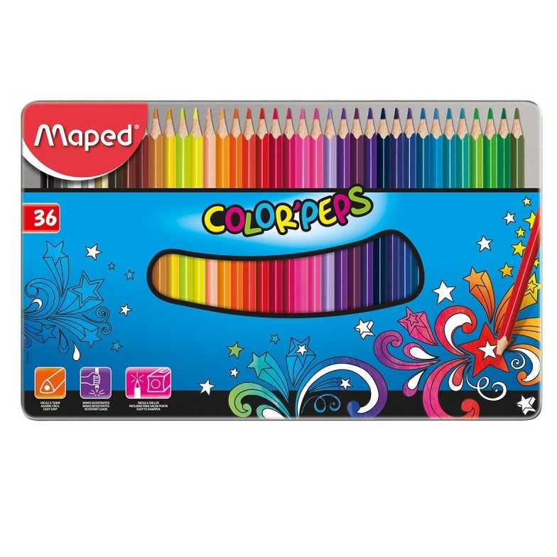 Jual Maped 36 Color Peps with metal box | Shopee Indonesia