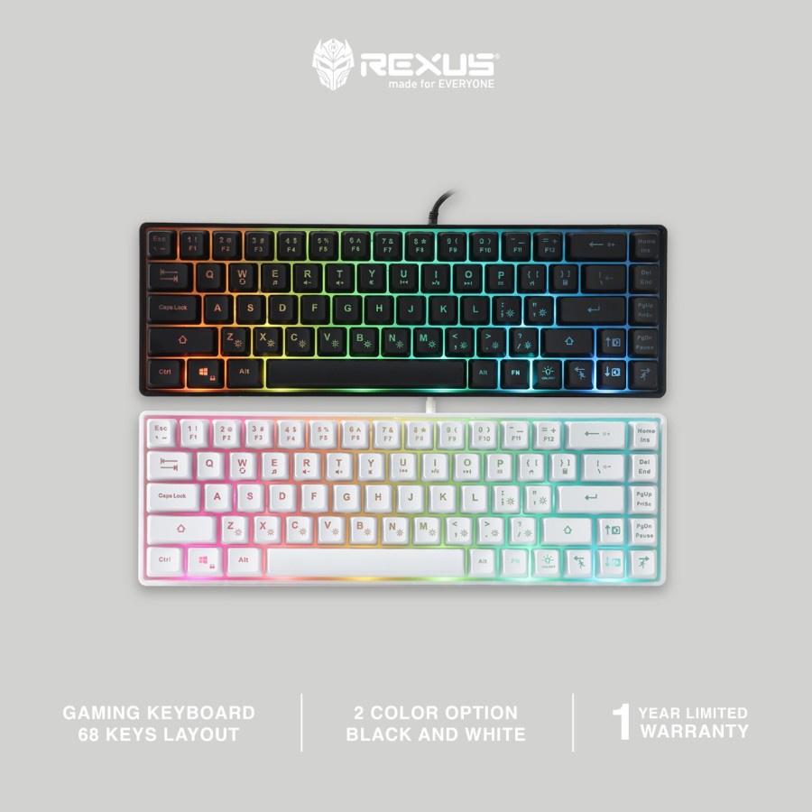 Jual Keyboard Gaming REXUS K68M Battlefire Mini RGB | Shopee Indonesia