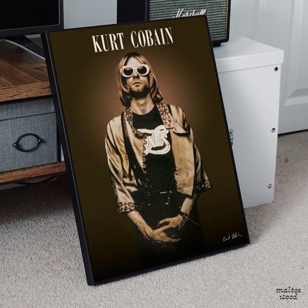 Jual Poster Kurt Cobain (brown) + Frame | Shopee Indonesia