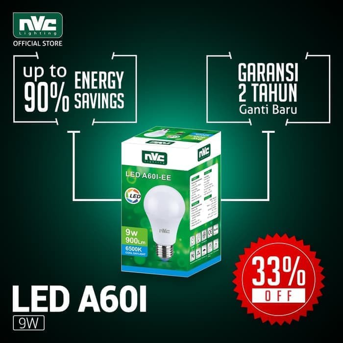 Jual PROMO LAMPU BULB LED NVC A60I-EE 9W 6500K 220-240V ( GARANSI 2 ...