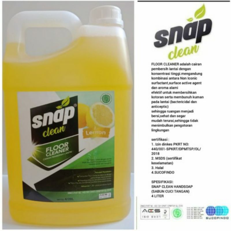 Jual Floor cleaner pembersih lantai snap clean 4 l | Shopee Indonesia