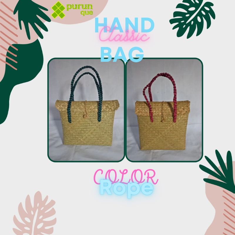 Jual Hand Bag Classic Color Rope (Tas Anyaman Purun Wanita Fashionable ...