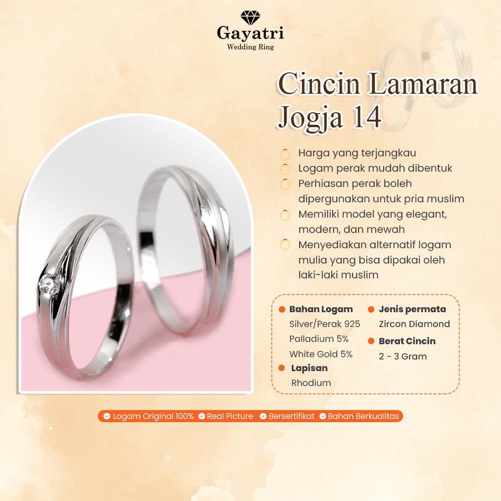 Jual Cincin Couple Lamaran Perak Gayatri Wedding Ring Silver 925 Emas ...