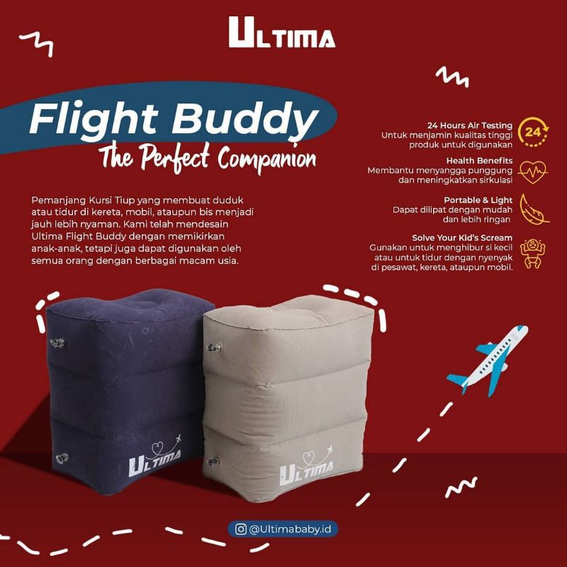 Jual ULTIMA Flight Buddy Ver2 TANPA POMPA Inflateable Foot Rest Blue ...