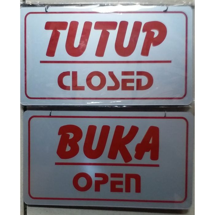 Jual Sign Board label plat BUKA / TUTUP | OPEN / CLOSED papan digantung ...