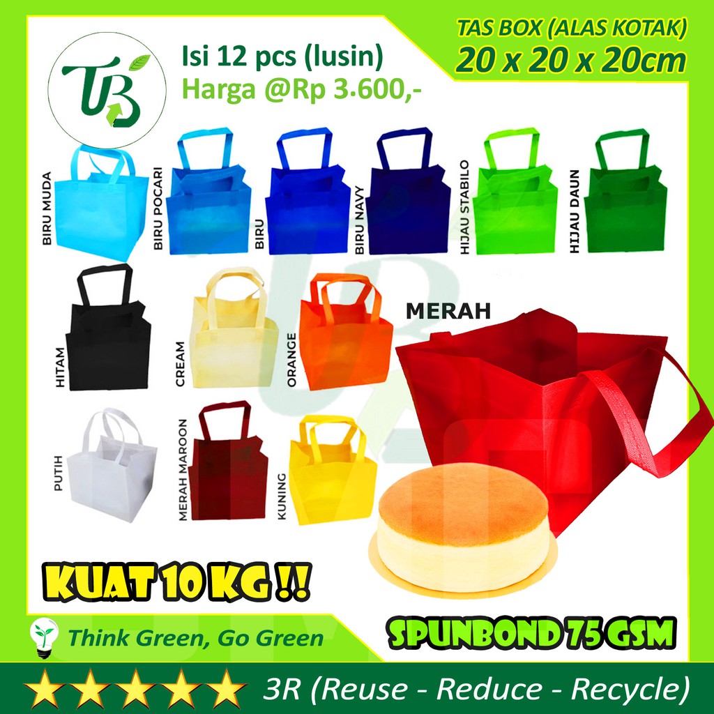 Jual Tas Kue Dan Nasi Kotak Spunbond Size Ukuran 20cm Box Cake Goodie