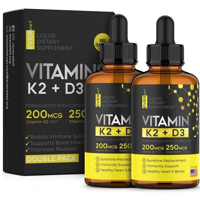 Jual Organic Liquid Vitamin D3 with K2 Vit D3 Drops 10000 IU Made in