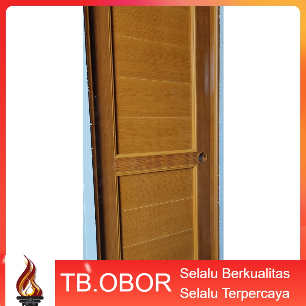 Jual Pintu Kamar Mandi Upvc Full Premium Motif Urat Kayu Handle Kunci Stainless Warna Coklat