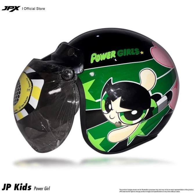 Jual Helm Anak JP Retro Kids Powerpuff Girls Super Black | Shopee Indonesia