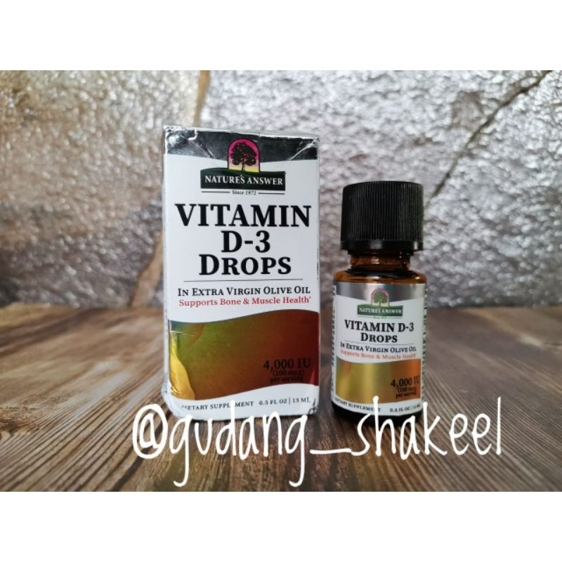 Jual Natures Answer Vitamin D3 Drops 100 mcg (4000 IU) 0.5 fl oz (15 ml