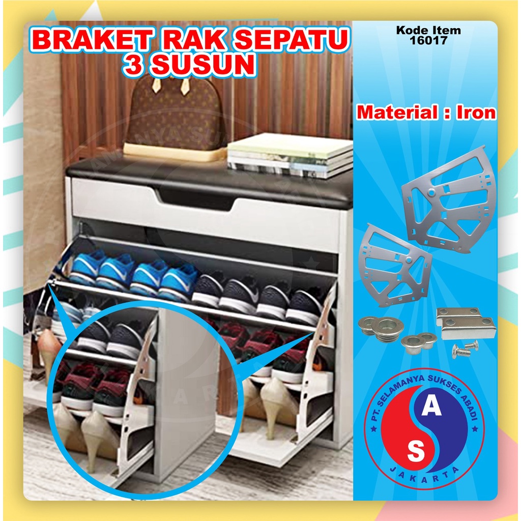 Jual Bracket Fitting Rak Sepatu Putar 3 Susun / Bracket Shoes 3 Besi ...