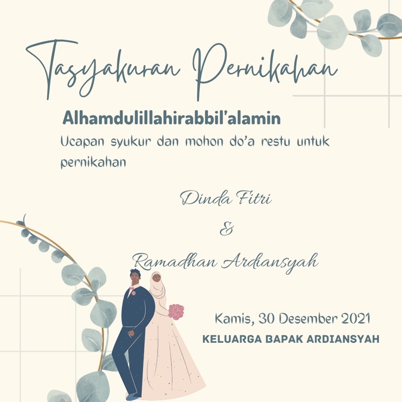 Jual Desain kartu ucapan / tasyakuran pernikahan untuk nasi kotak TEMA