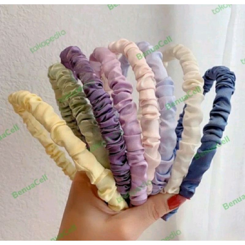 Jual Bandana Korea Hairband Korea Bando Scrunchi Satin Korea Shopee Indonesia 