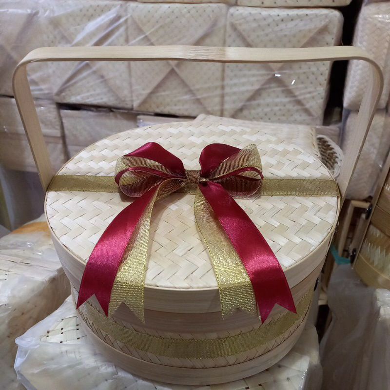 Jual Rantang Bambu Hampers 1 Susun Ukuran 20,25,30 Cm Pakai Pita ...