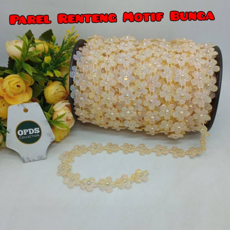 Jual Parel Renteng Motif Bunga Parel Bunga 5 Kelopak (1M) | Shopee ...