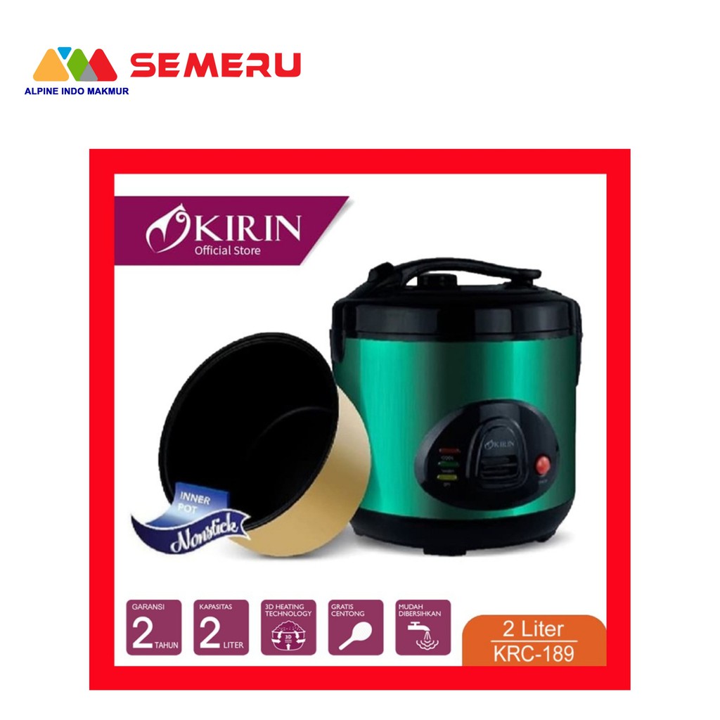 Jual KIRIN RICE COOKER 2 L HIJAU KRC-189 ED | Shopee Indonesia